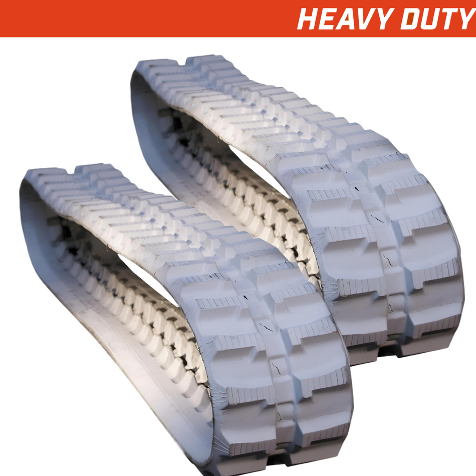 Set of 2 250x72x52 heavy-duty mini excavator rubber tracks, non-marking L-Lug tread pattern