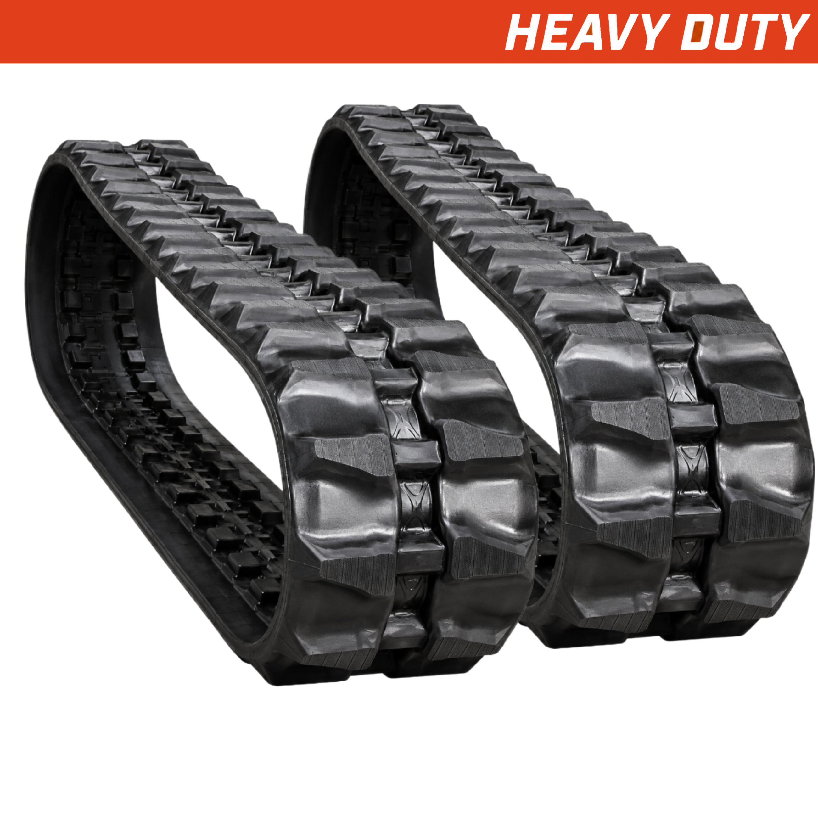Set of 2 250x52.5x74 heavy-duty mini excavator rubber tracks, staggered block tread pattern