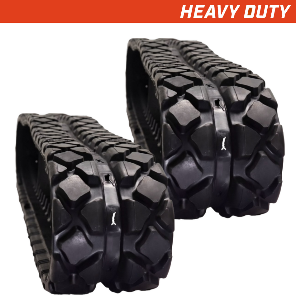 Set of 2 180x72x41 heavy-duty mini excavator rubber tracks Diamond tread pattern.