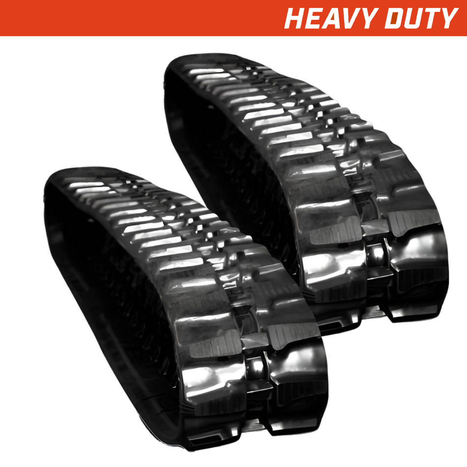 Set of 2 200x72x43 heavy-duty mini excavator rubber tracks, bi-directional tread pattern