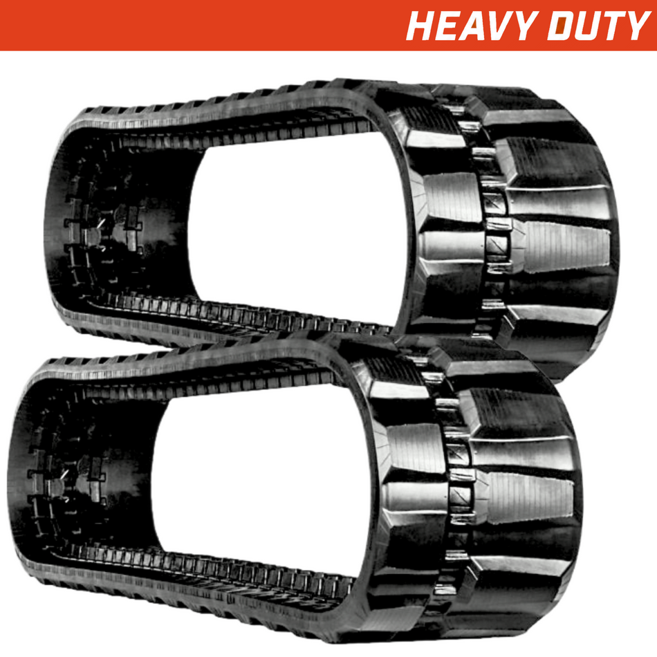 Set of 2 350x52.5x84 heavy-duty mini excavator rubber tracks Offset Staggered Block tread pattern
