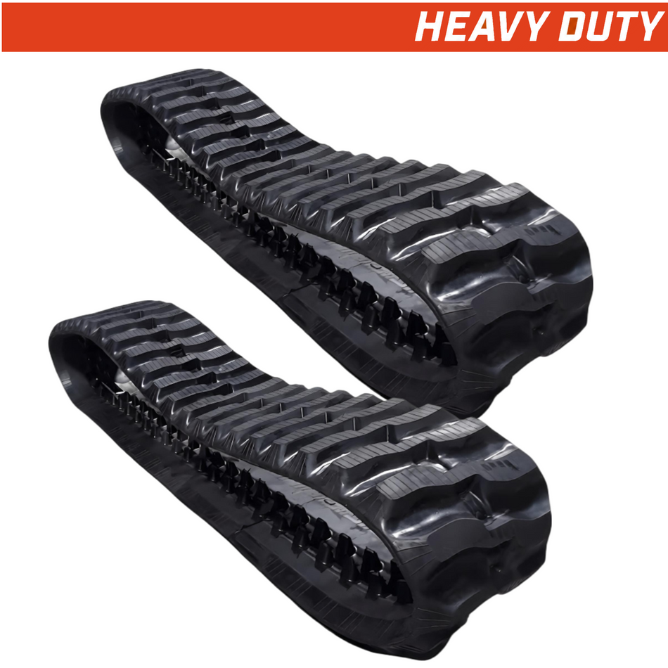 Set of 2 265x72x52 heavy-duty mini excavator rubber tracks, directional tread pattern