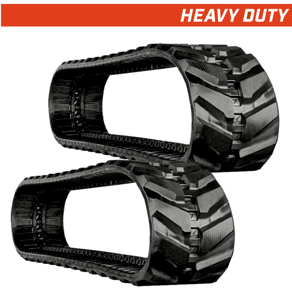 Set of 2 300x52.5x80 heavy-duty mini excavator rubber tracks, K tread pattern