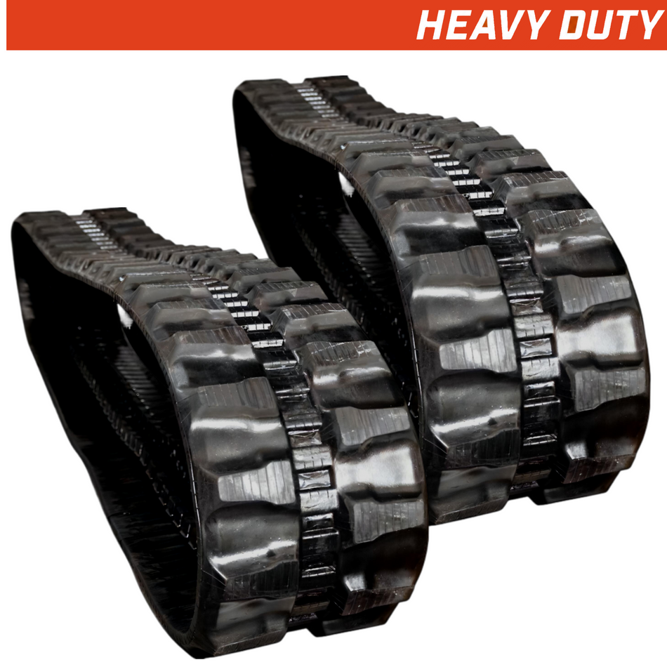 Set of 2 300x52.5x86 heavy-duty mini excavator rubber tracks, block tread pattern