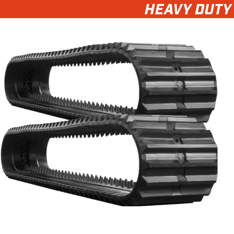 Set of 2 350x100x58 heavy-duty mini excavator rubber tracks, straight-bar tread pattern