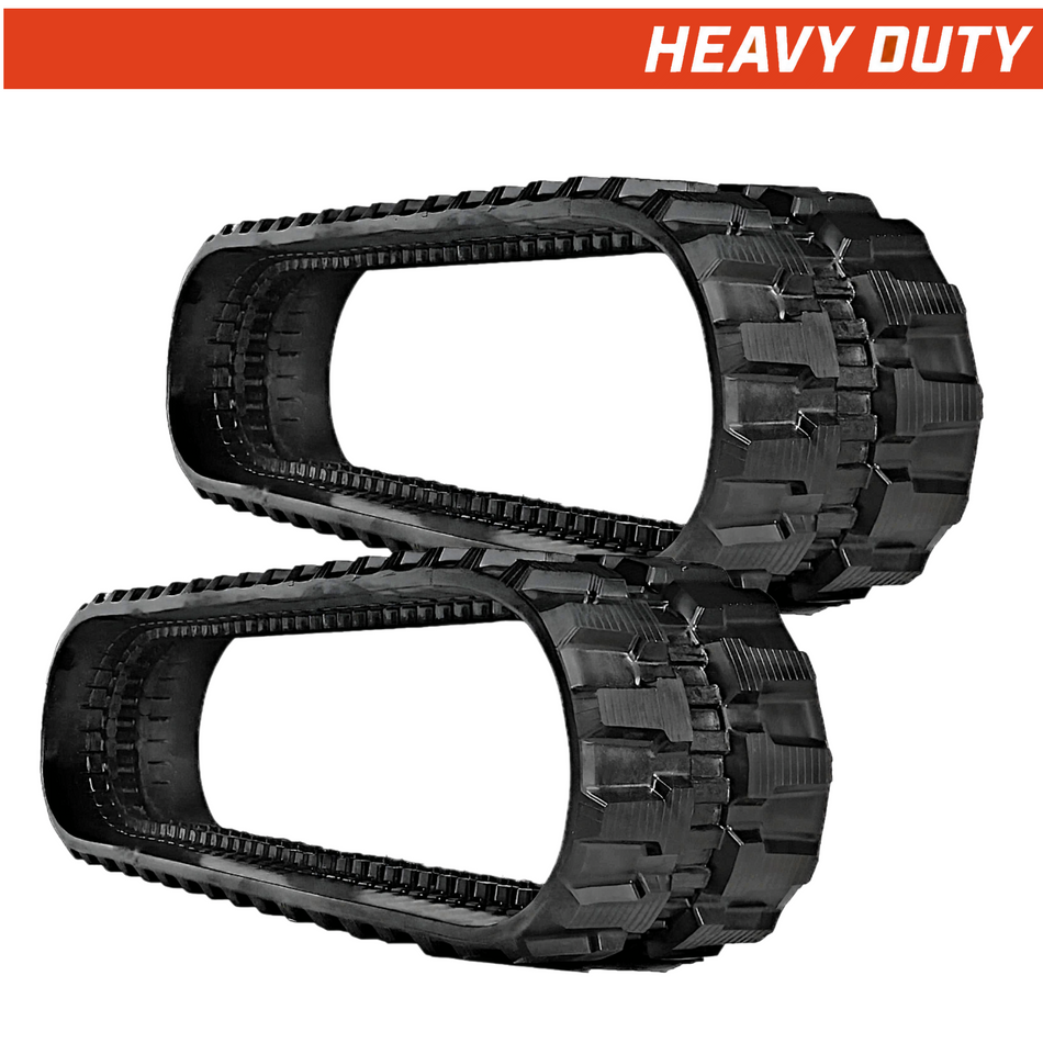 Set of 2 300x52.5x80 heavy-duty mini excavator rubber tracks, block tread pattern