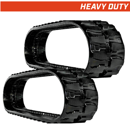 Set of 2 320x54x96 heavy-duty mini excavator rubber tracks, staggered block tread pattern