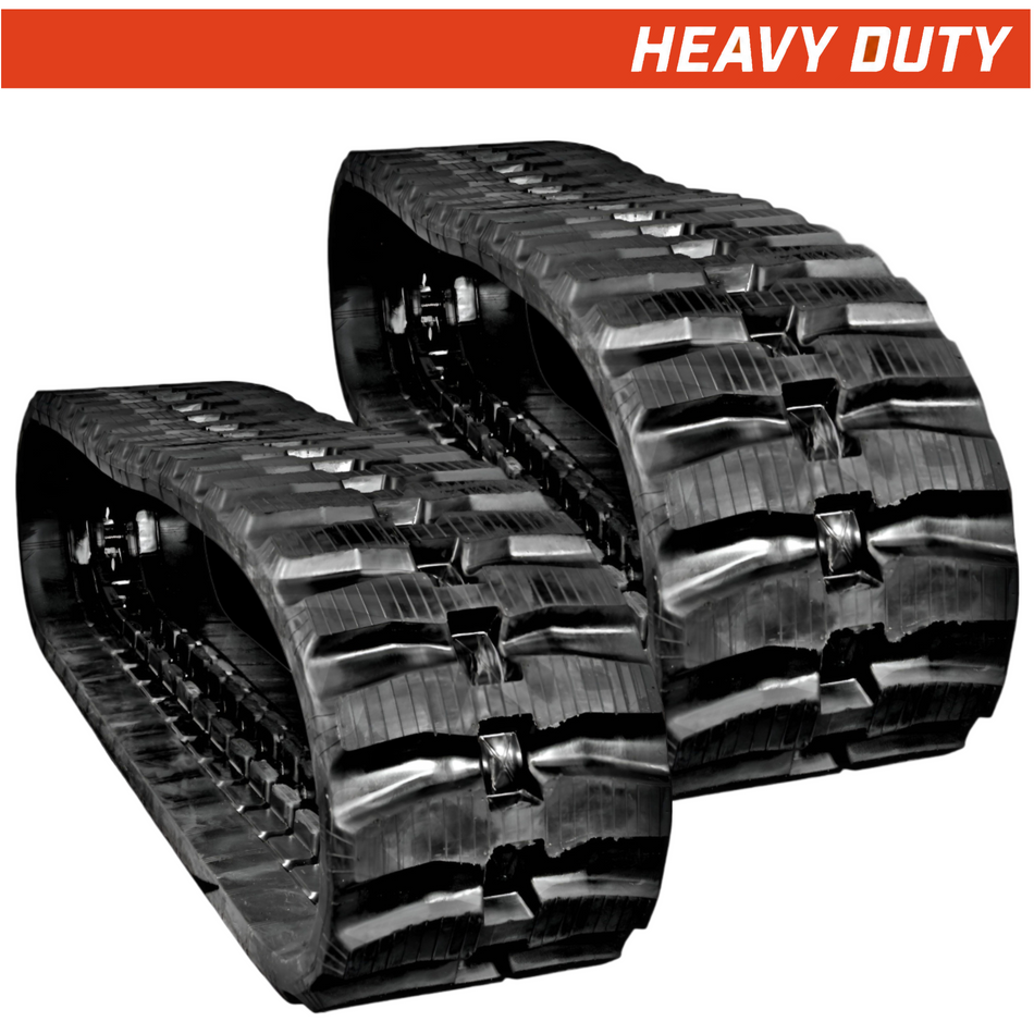 Set of 2 370x107x41 heavy duty mini excavator rubber tracks, directional carrier style tread pattern