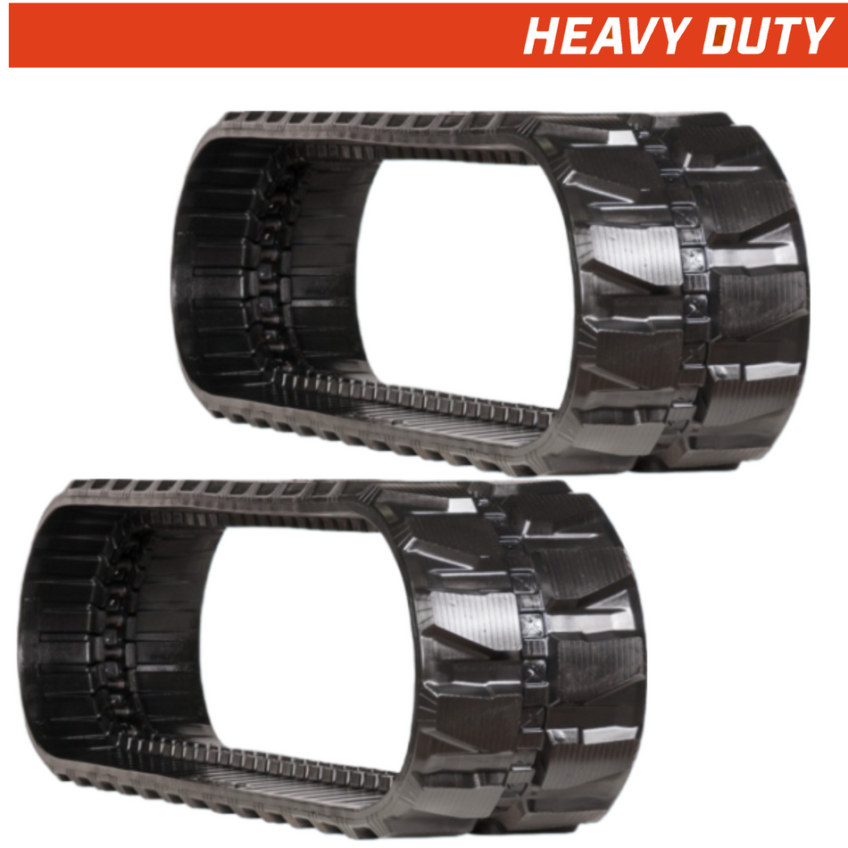 Set of 2 400x72.5x74 heavy-duty mini excavator rubber tracks, block tread pattern