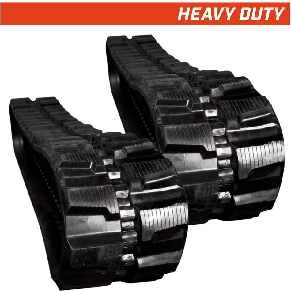 Set of 2 400x72.5x72 heavy-duty mini excavator rubber tracks, directional tread pattern