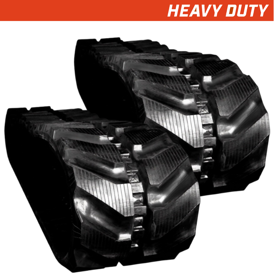 Set of 2 450x81.5x72 heavy-duty mini excavator rubber tracks, directional tread pattern