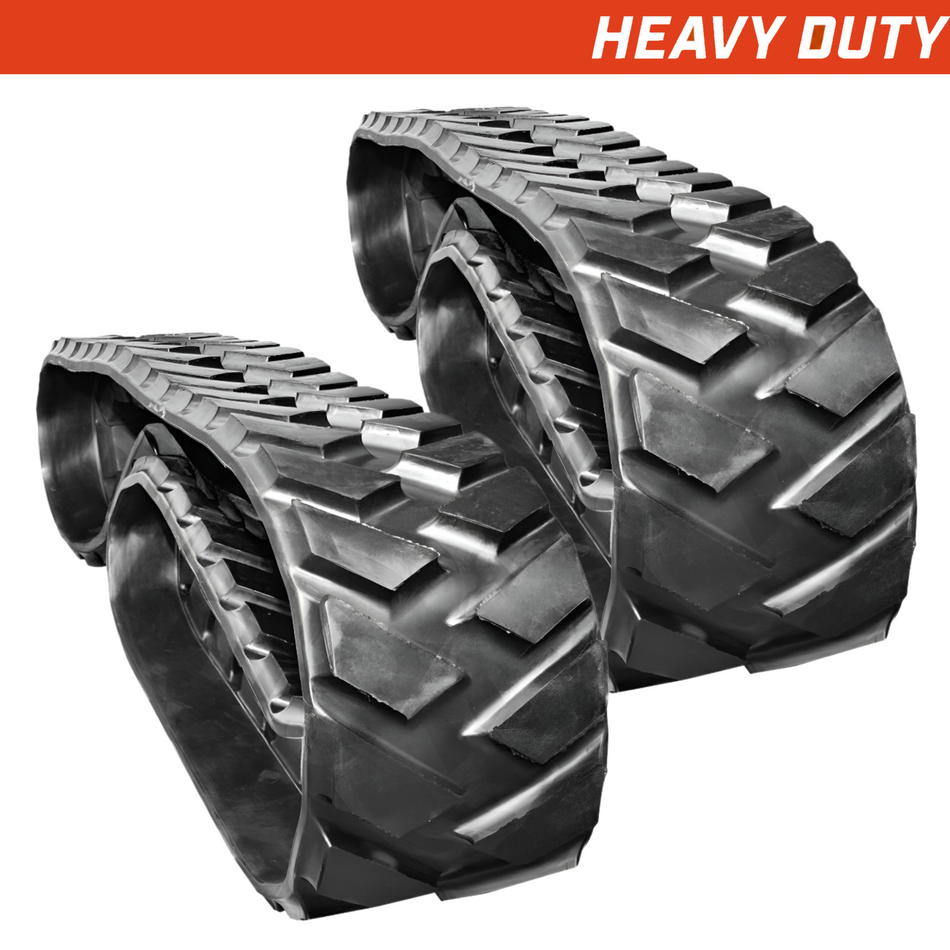 Set of 2 460x225x36 heavy-duty mini-excavator rubber tracks, directional paver tread pattern