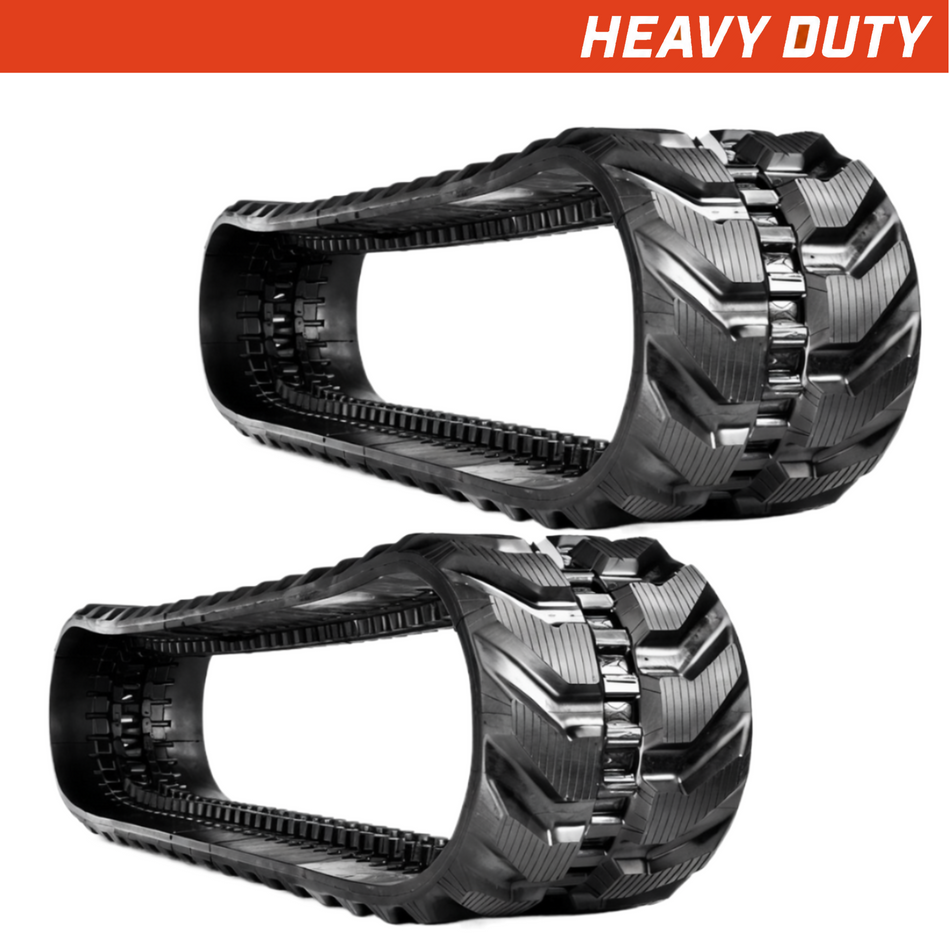 Set of 2 300x55x84 heavy duty mini excavator rubber tracks, block tread pattern